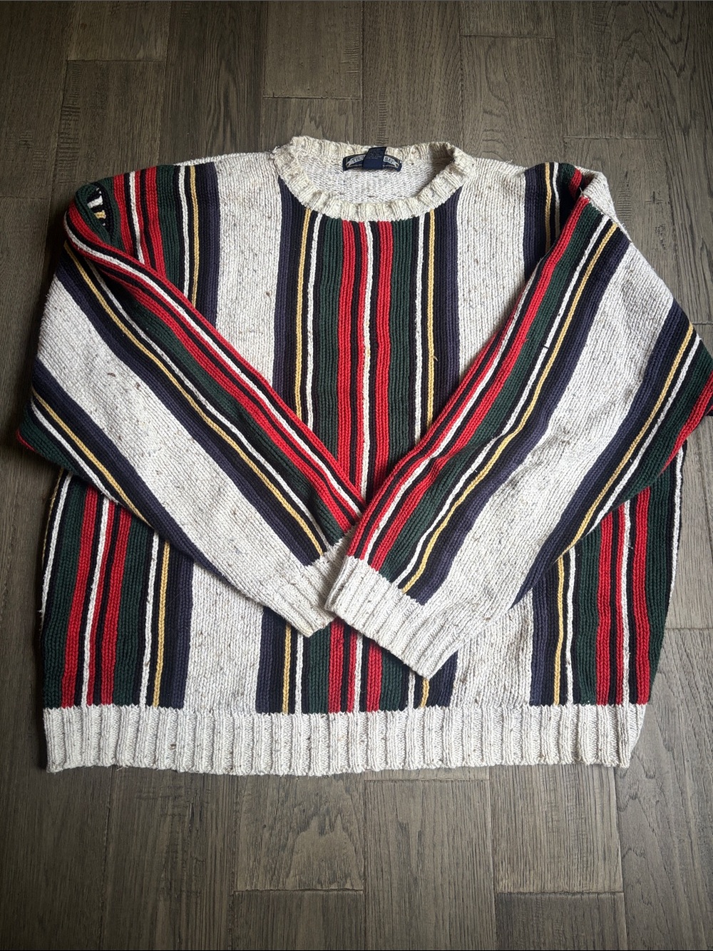 Thorton Bay | 90’s Style Striped Crewneck Sweater Multi Colour XL 98% Cotton